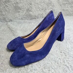 27 Edit Naturalizer Pumps Royal Blue Suede Block Heel Womens 8.5 WIDE NEW